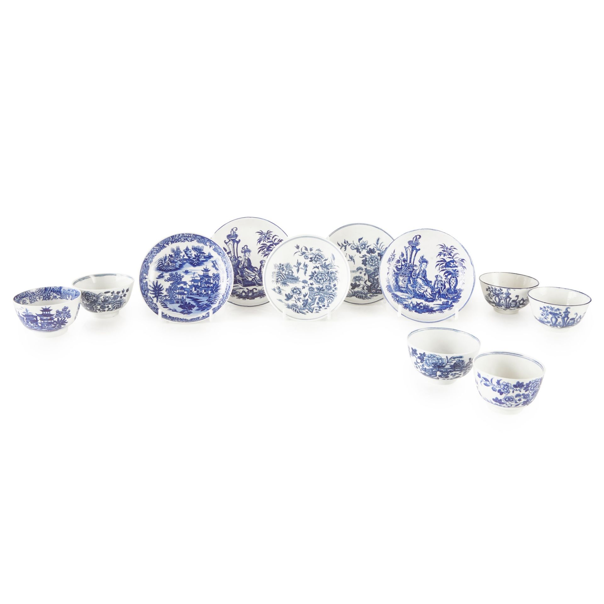 GROUP OF WORCESTER BLUE AND WHITE TEA WARES LATE 18TH CENTURY - Image 2 of 3