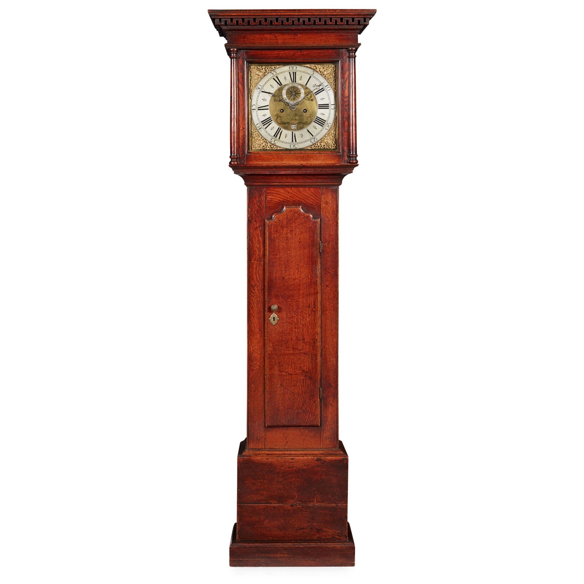 GEORGIAN OAK LONGCASE CLOCK, JOHN BOWN, PORTSEA 18TH CENTURY