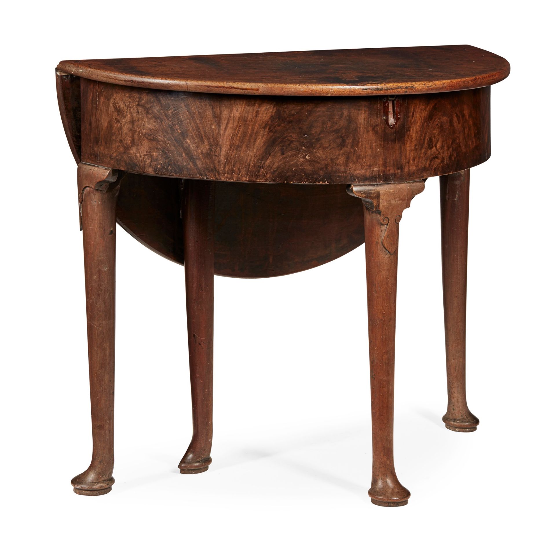 GEORGE I WALNUT DEMILUNE DROP-LEAF TABLE EARLY 18TH CENTURY