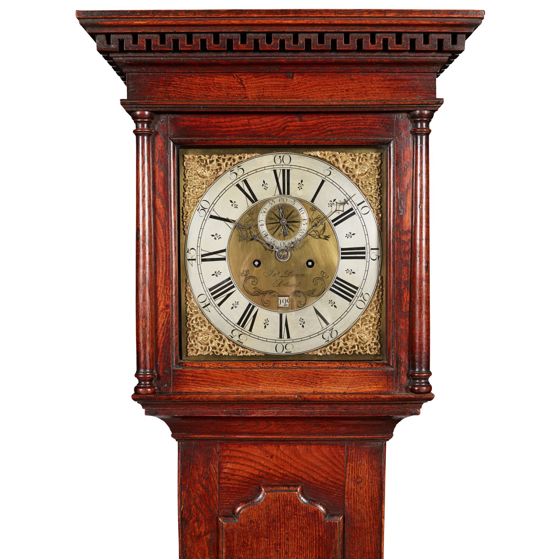 GEORGIAN OAK LONGCASE CLOCK, JOHN BOWN, PORTSEA 18TH CENTURY - Image 2 of 3