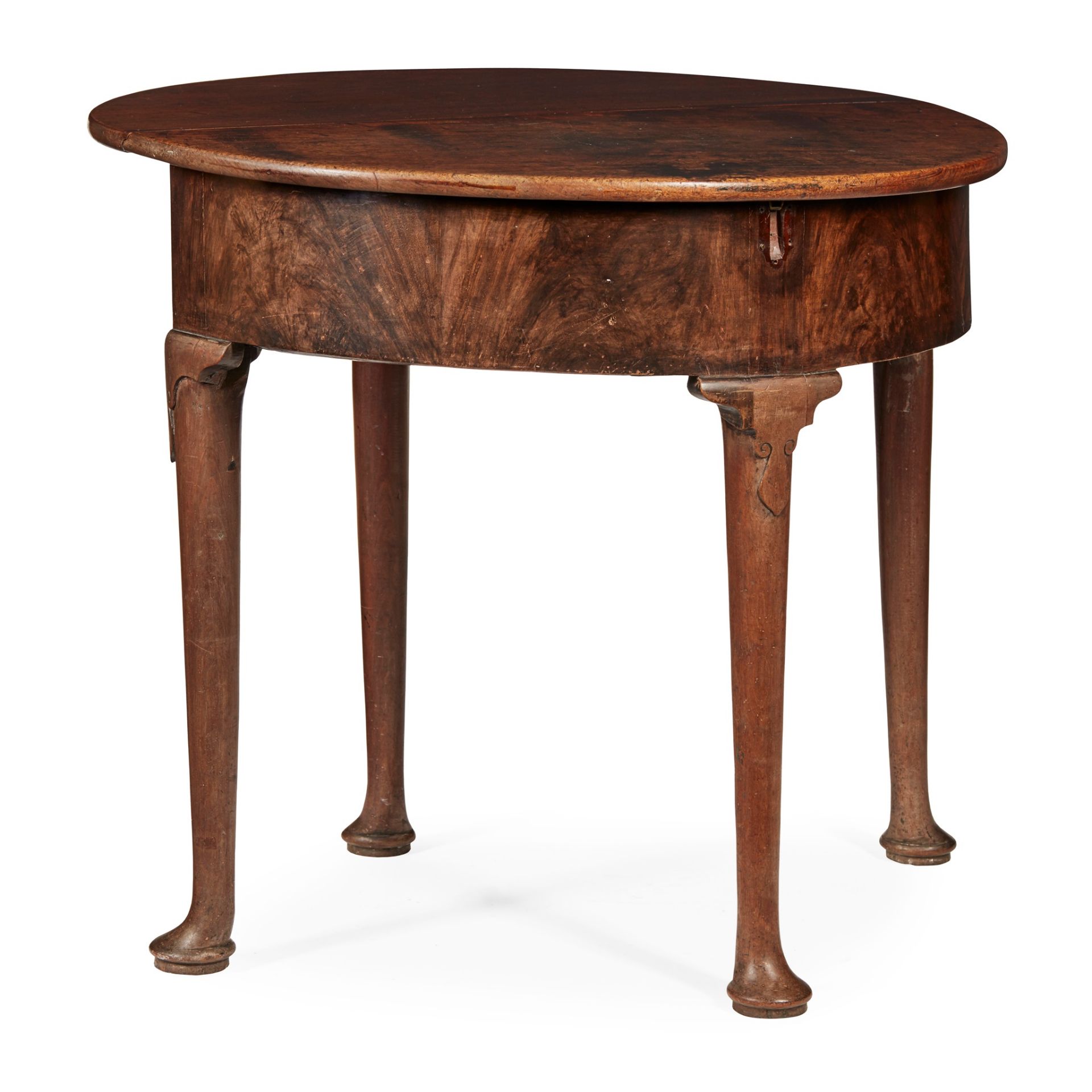 GEORGE I WALNUT DEMILUNE DROP-LEAF TABLE EARLY 18TH CENTURY - Image 2 of 2