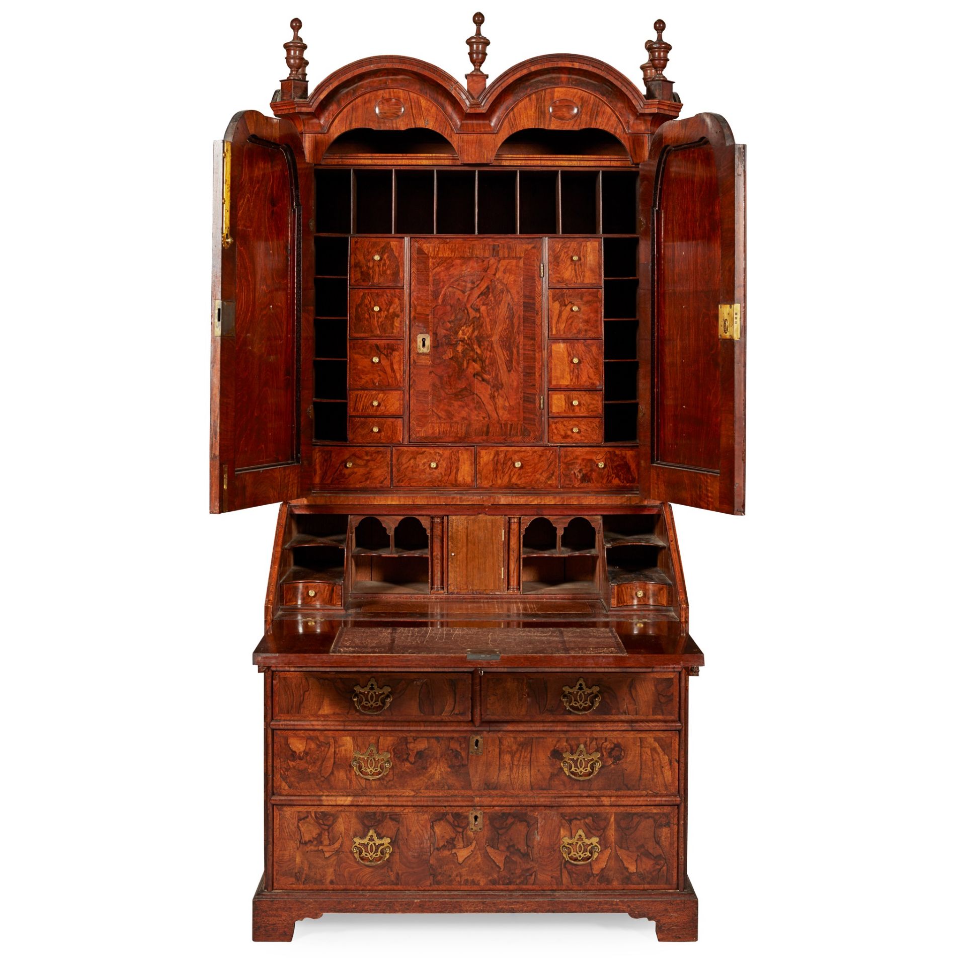QUEEN ANNE WALNUT AND OAK BUREAU BOOKCASE EARLY 18TH CENTURY, AND LATER