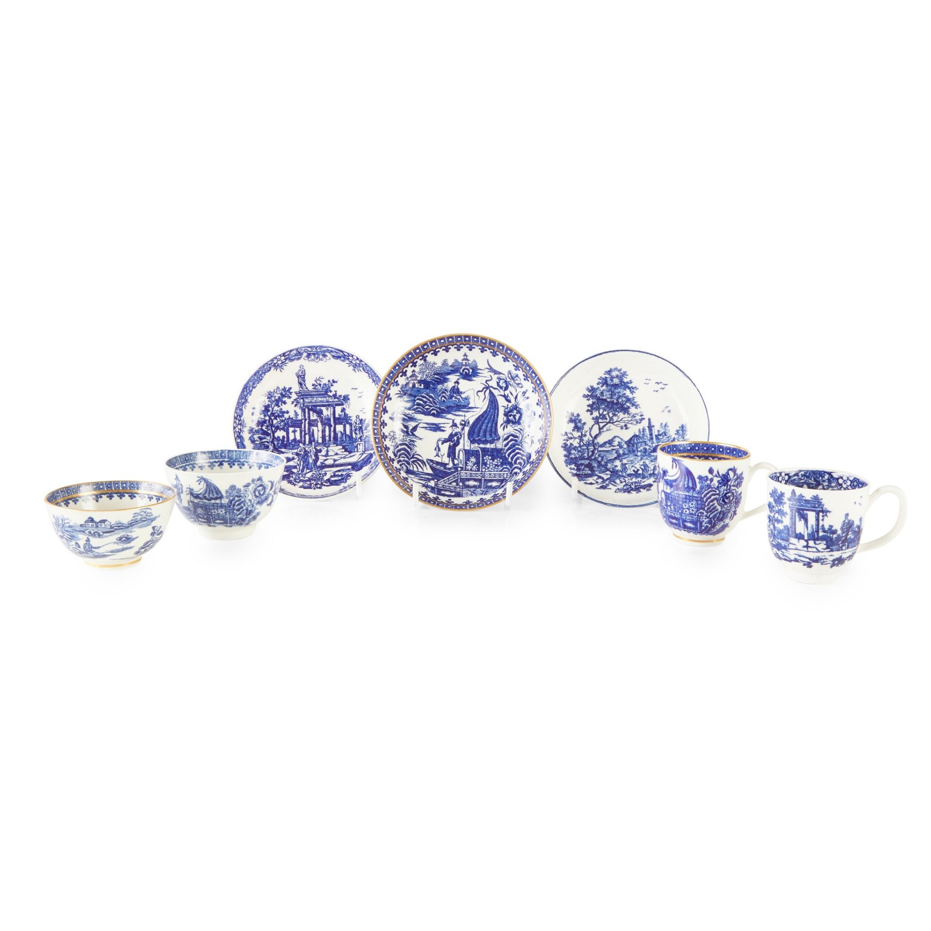 GROUP OF WORCESTER BLUE AND WHITE TEA WARES LATE 18TH CENTURY - Bild 2 aus 2