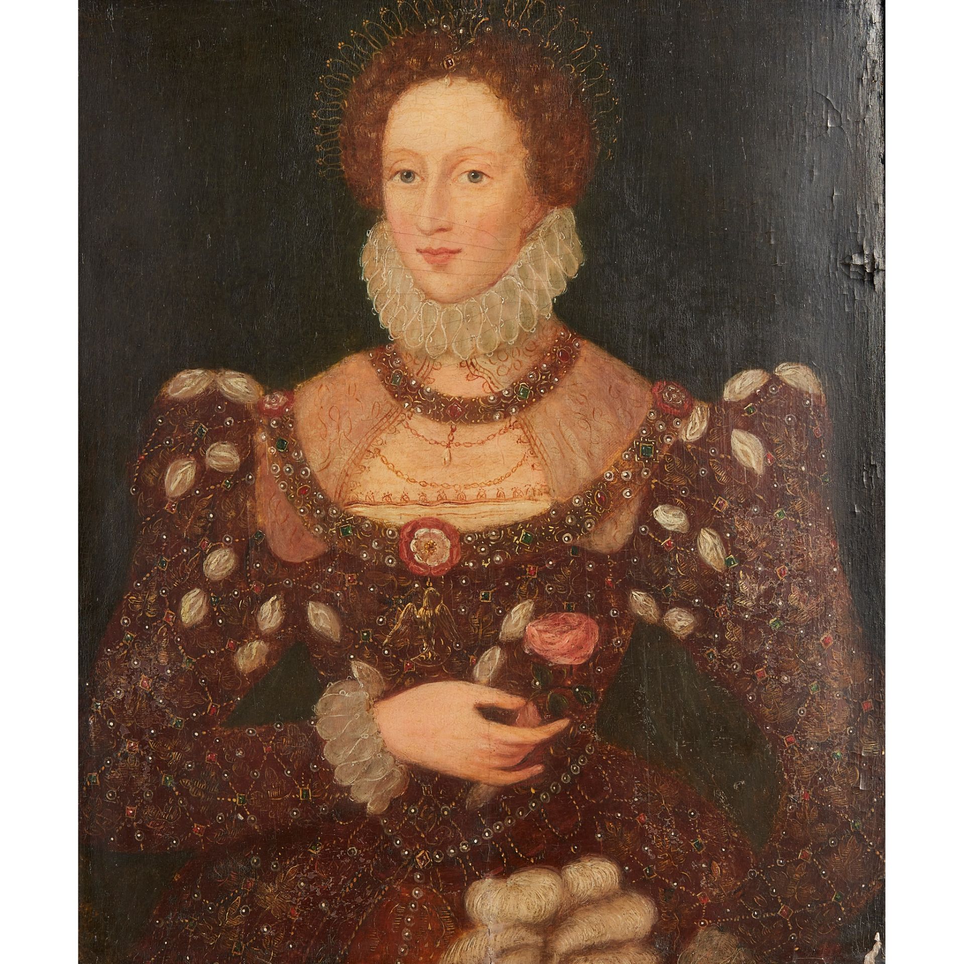 16TH/17TH CENTURY ENGLISH SCHOOL PORTRAIT OF QUEEN ELIZABETH I (AFTER THE PHOENIX PORTRAIT)