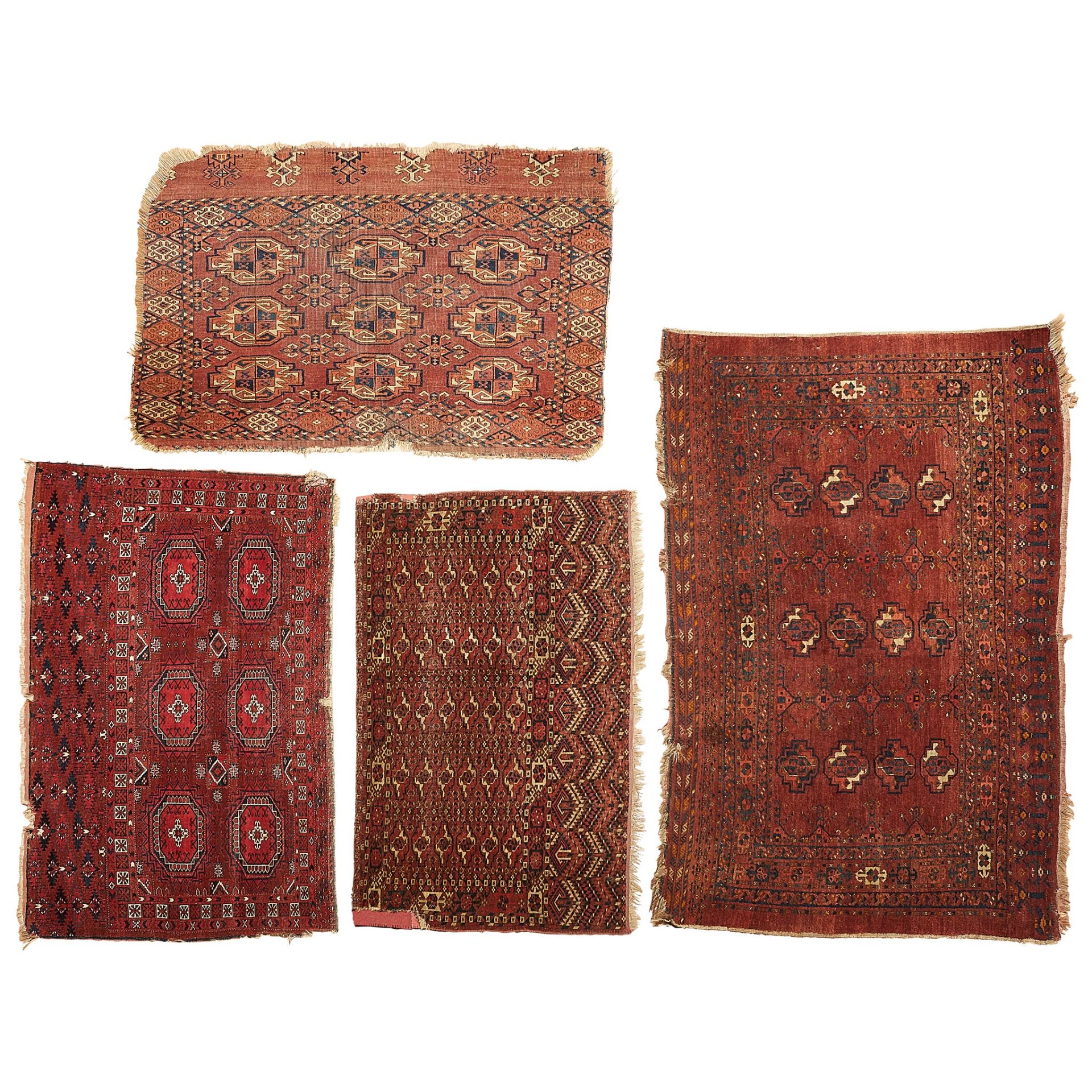 FOUR TURKOMAN BAGFACES TURKMENISTAN, LATE 19TH/EARLY 20TH CENTURY