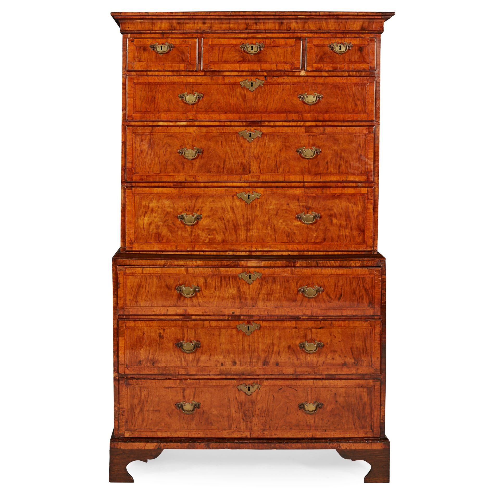 GEORGE II WALNUT CHEST-ON-CHEST EARLY 18TH CENTURY