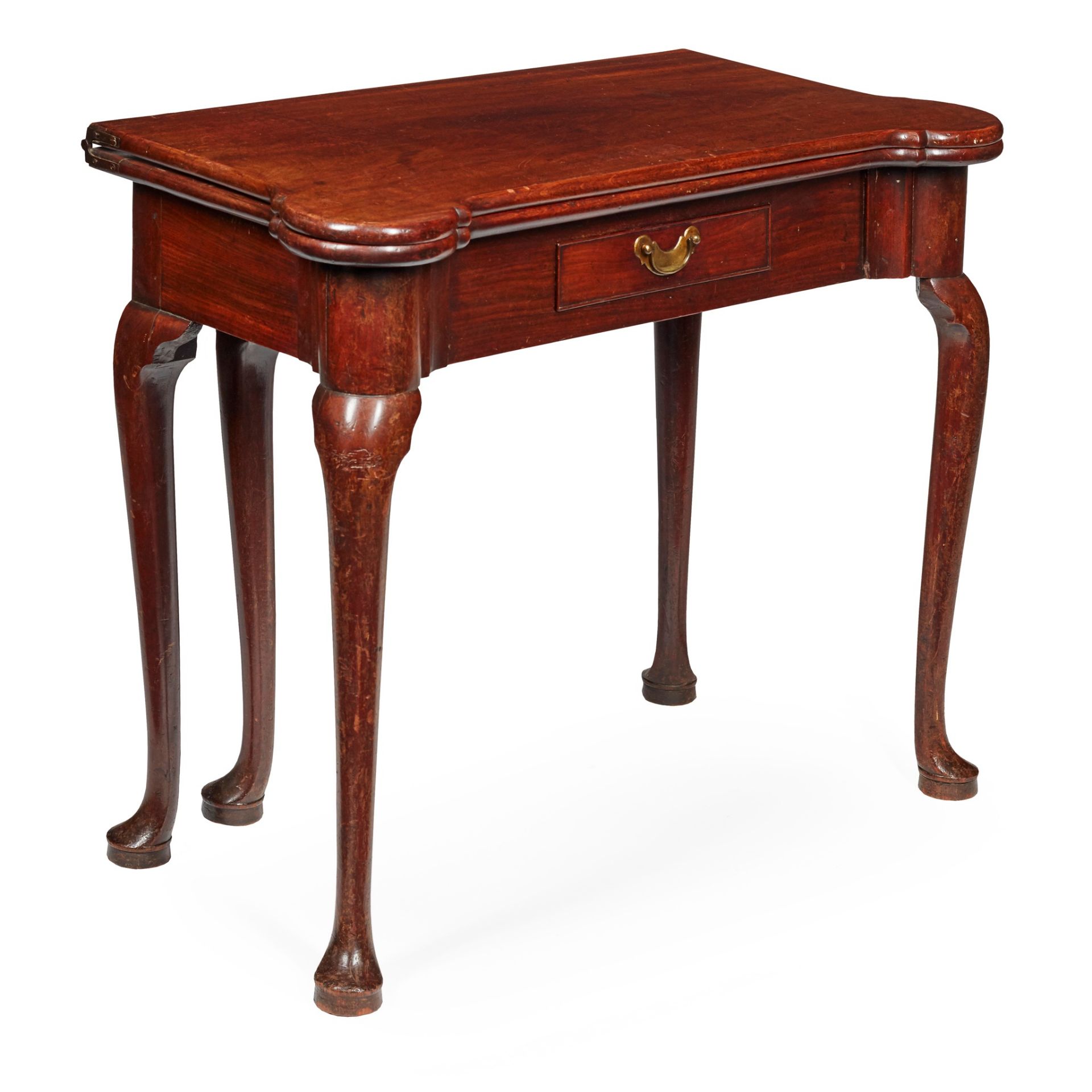 GEORGE II MAHOGANY FOLDOVER TEA TABLE EARLY 18TH CENTURY