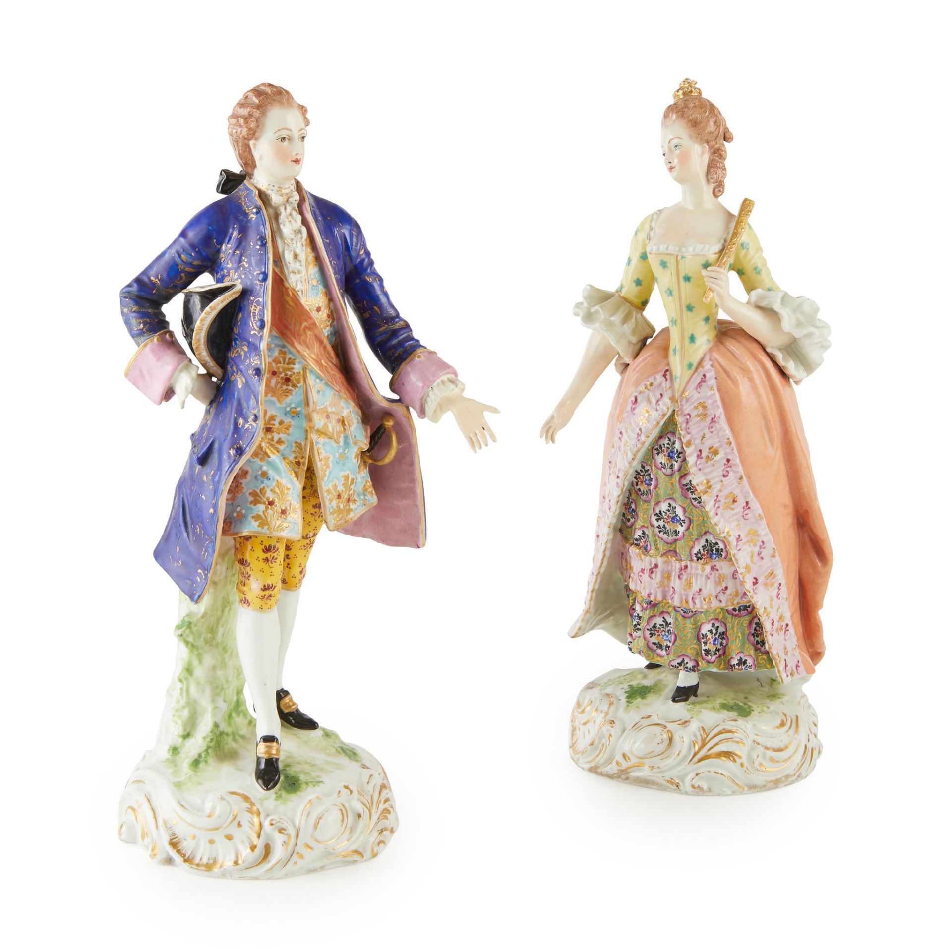 PAIR OF LARGE SAMSON DERBY PORCELAIN FIGURES LATE 19TH CENTURY