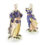 MEISSEN PORCELAIN FIGURES OF A TURK AND COMPANION, AFTER THE MODELS BY J.J. KAENDLER LATE 19TH/