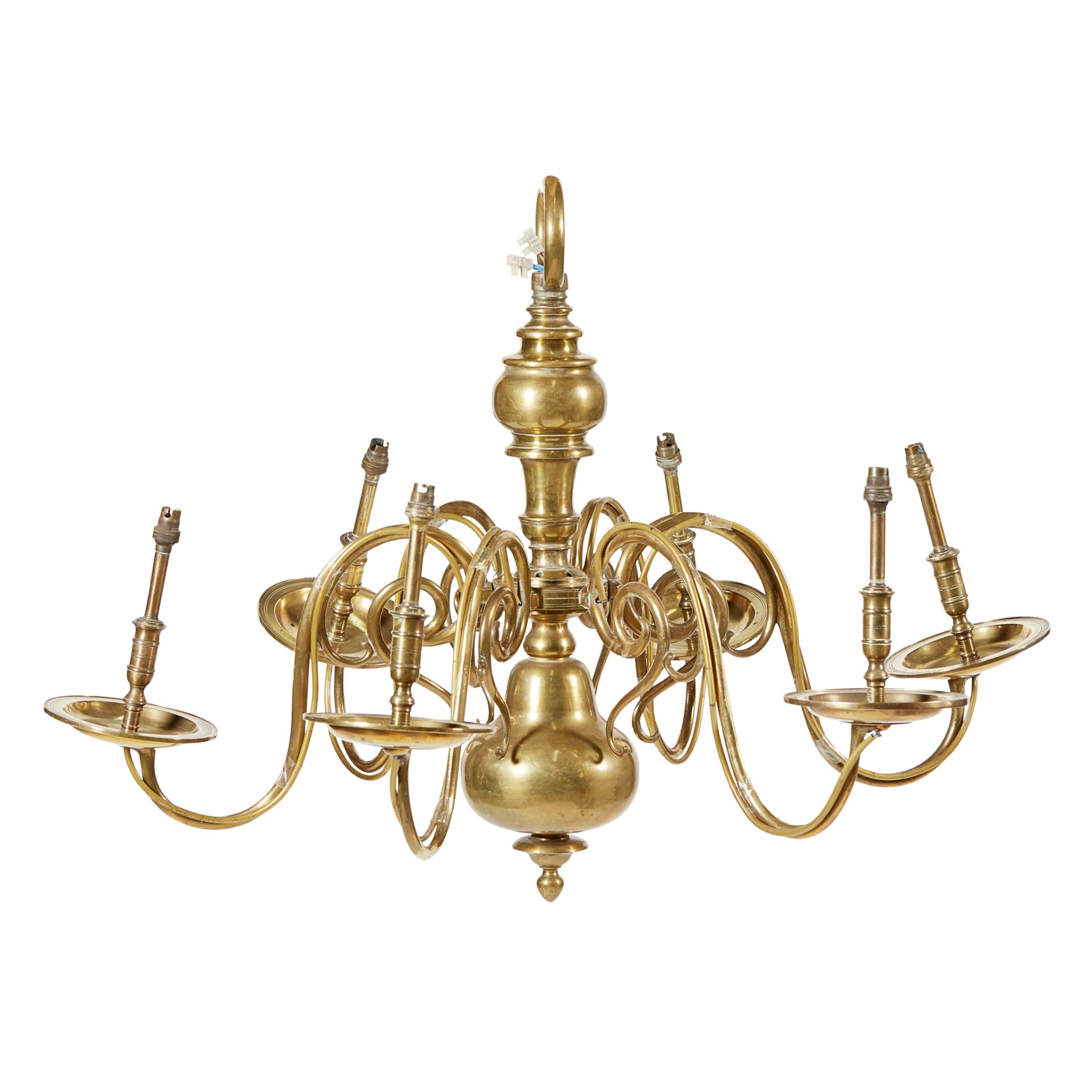 DUTCH BRASS SIX BRANCH CHANDELIER 18TH CENTURY - Image 2 of 2