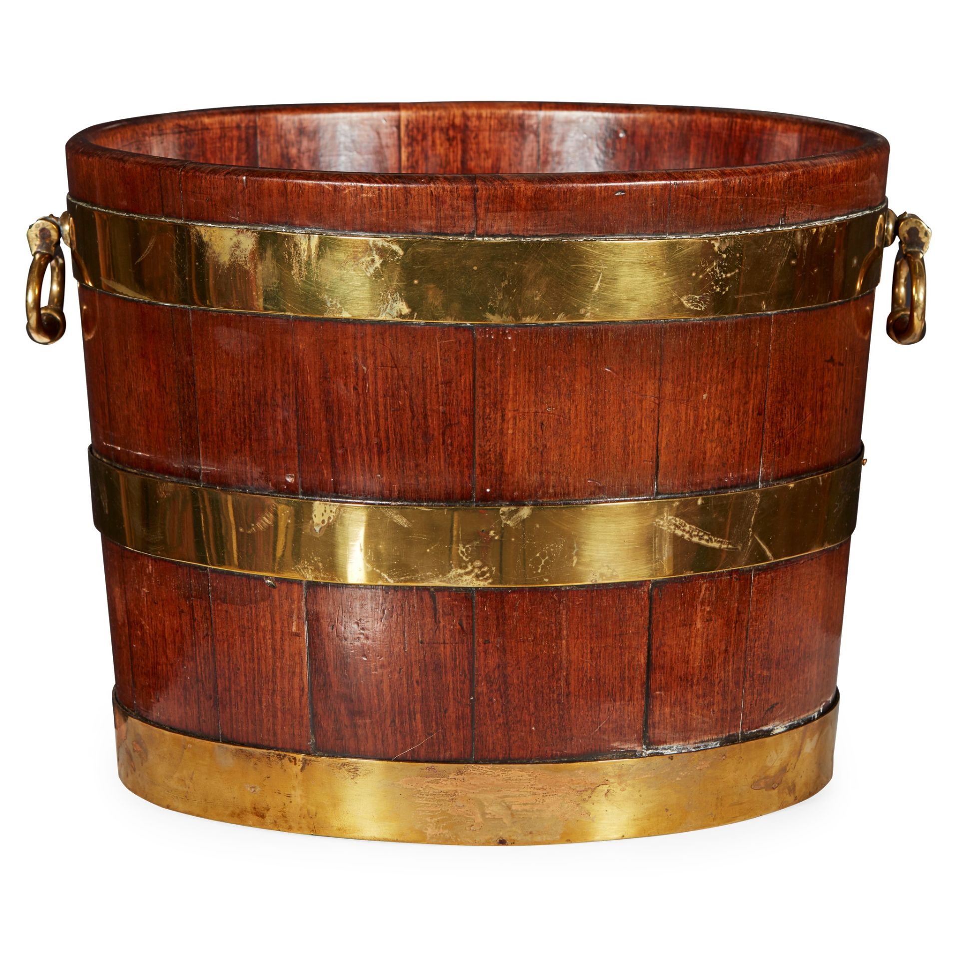 GEORGE III MAHOGANY BRASS BANDED BUCKET 18TH CENTURY