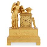 FRENCH EMPIRE GILT METAL MANTEL CLOCK EARLY 19TH CENTURY