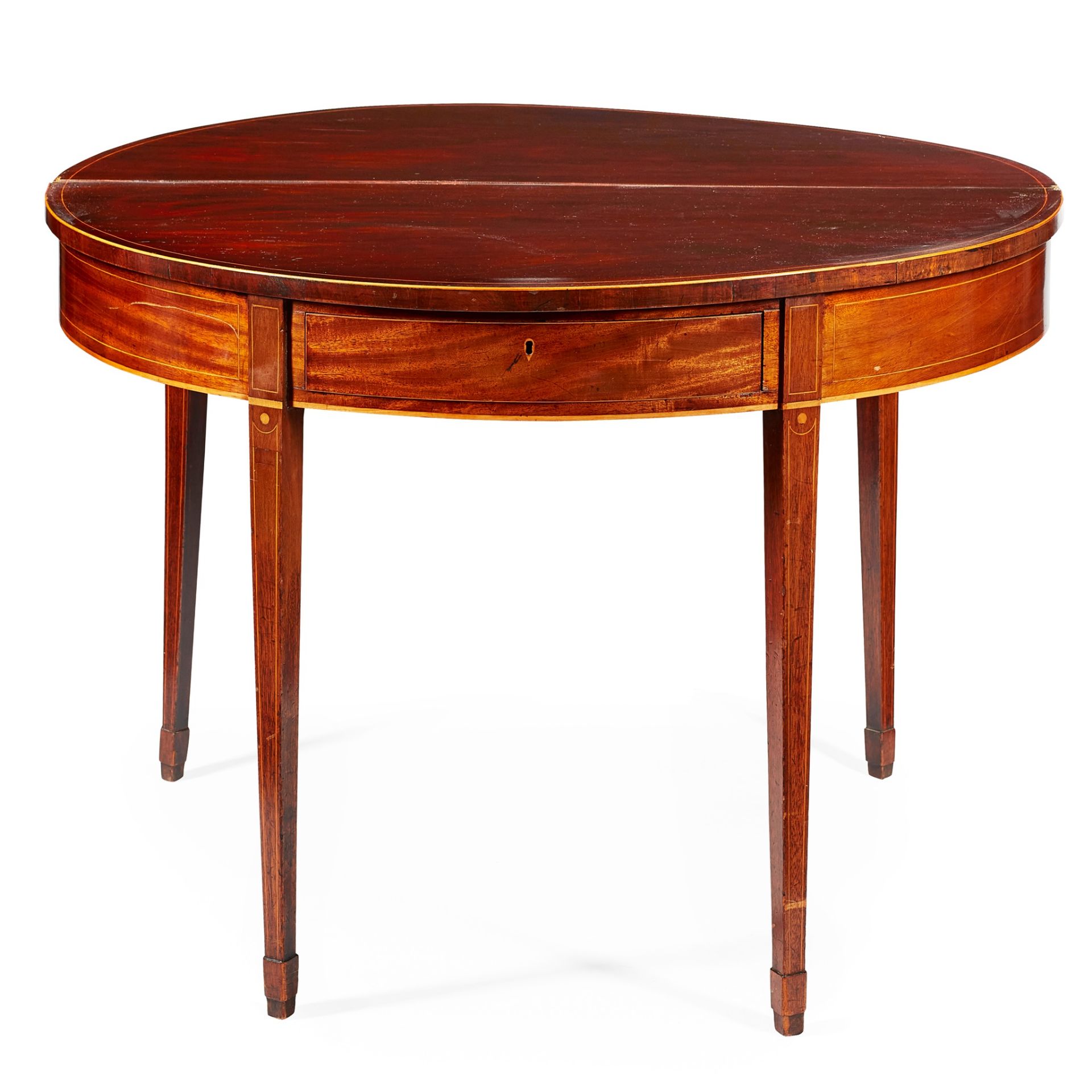 GEORGE III MAHOGANY AND BOXWOOD INLAID DEMI LUNE TEA TABLE LATE 18TH CENTURY - Bild 2 aus 2