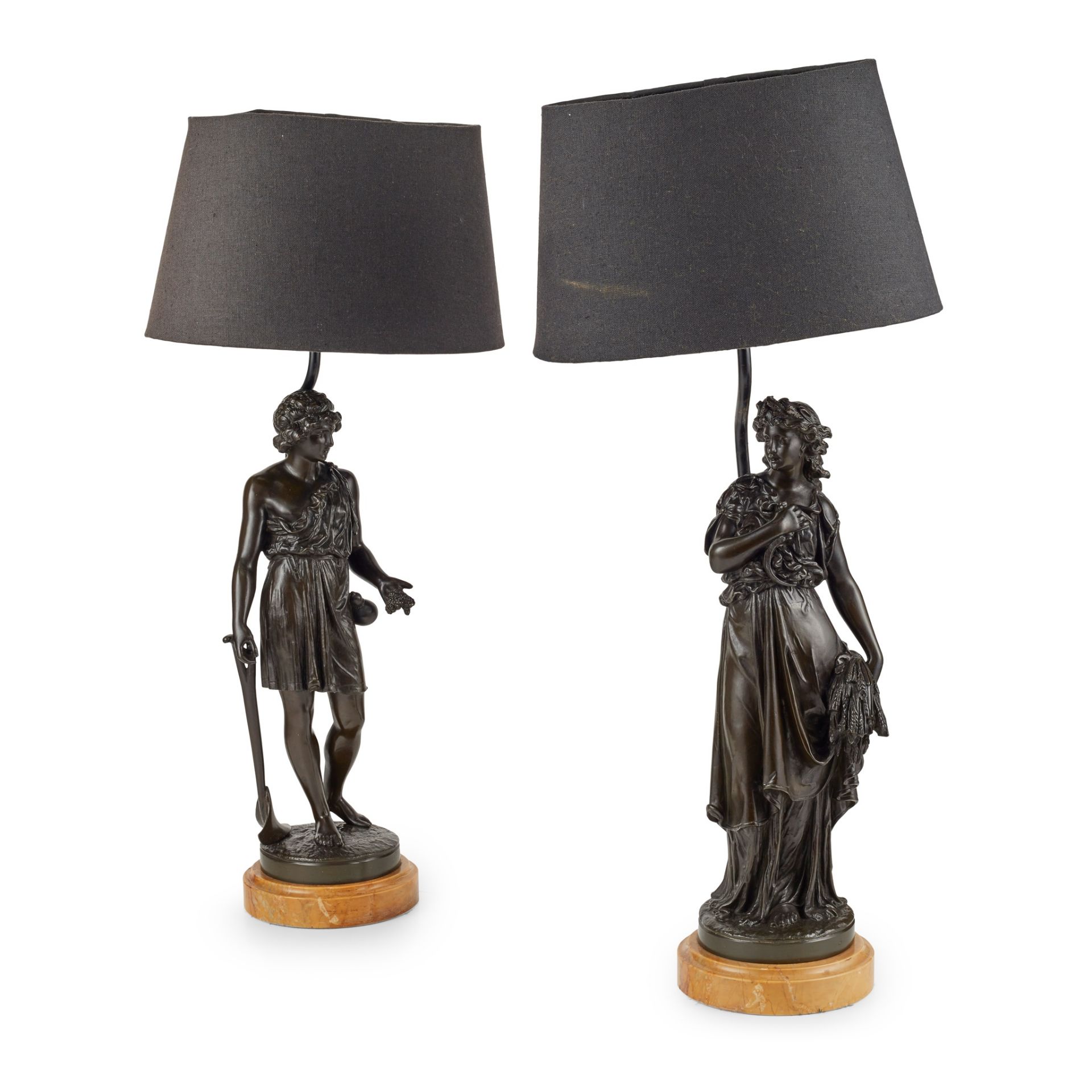 PAIR OF FRENCH BRONZE FIGURES, AFTER DENISE DELAVIGNE 19TH CENTURY