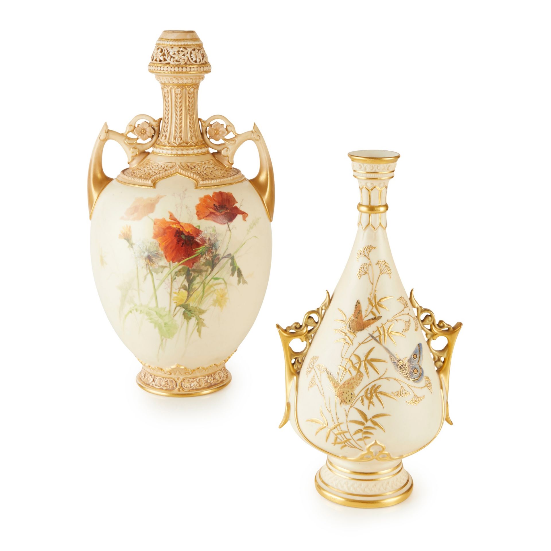 TWO WORCESTER PERSIAN STYLE PORCELAIN VASES 19TH CENTURY - Image 2 of 2