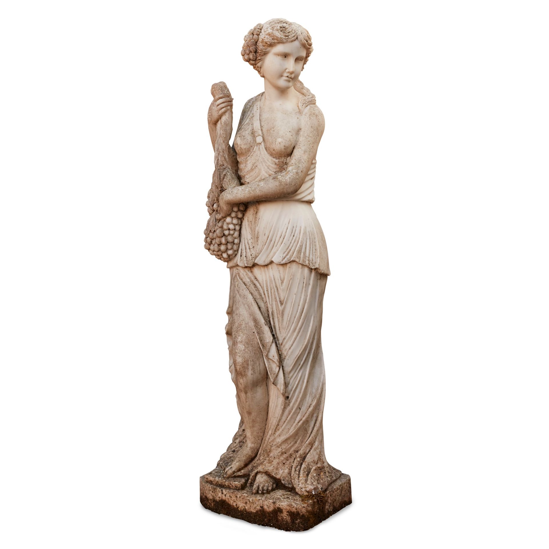 WHITE MARBLE FIGURE EMBLEMATIC OF 'AUTUMN' 20TH CENTURY