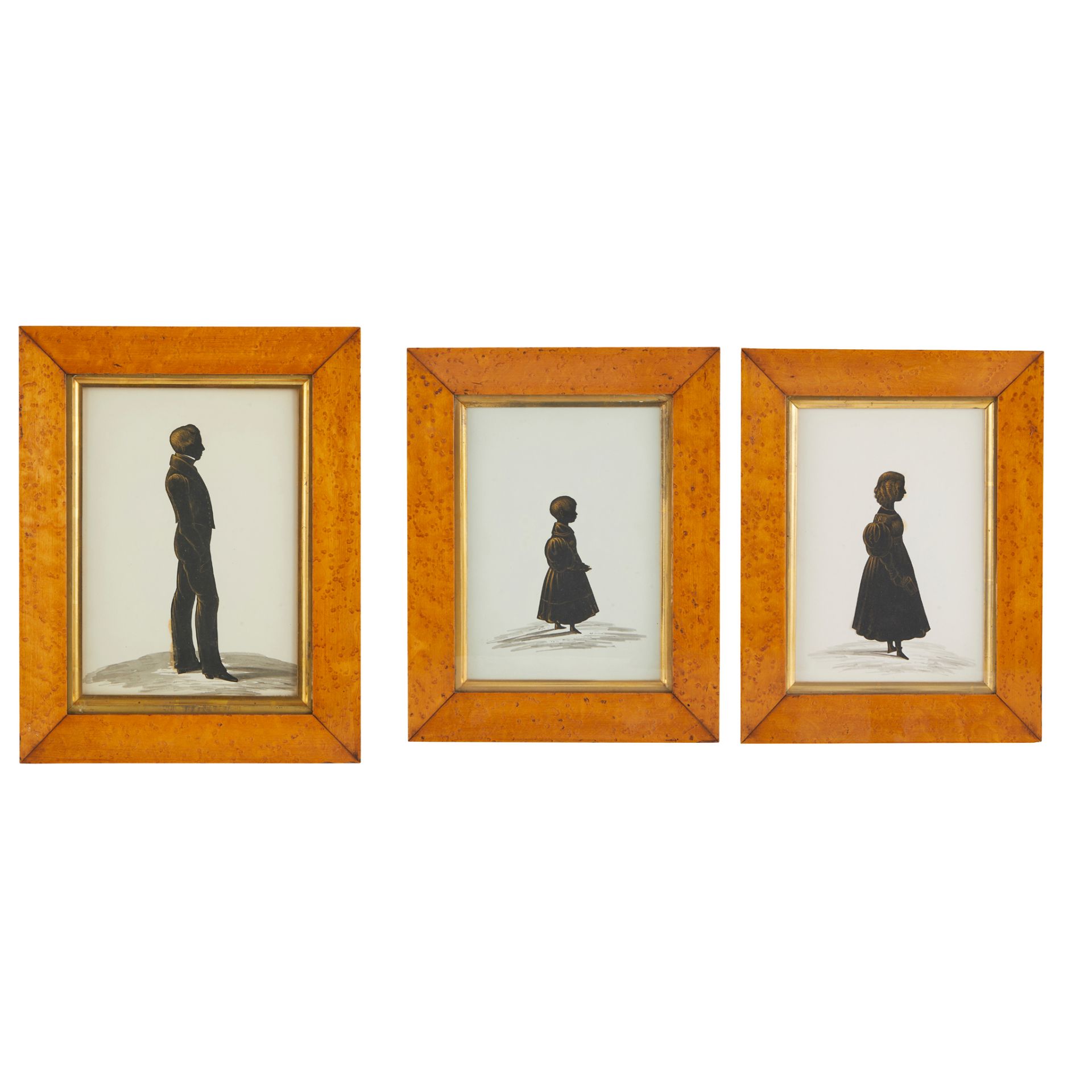 THREE SILHOUETTE PORTRAITS OF SIBLINGS EARLY 19TH CENTURY