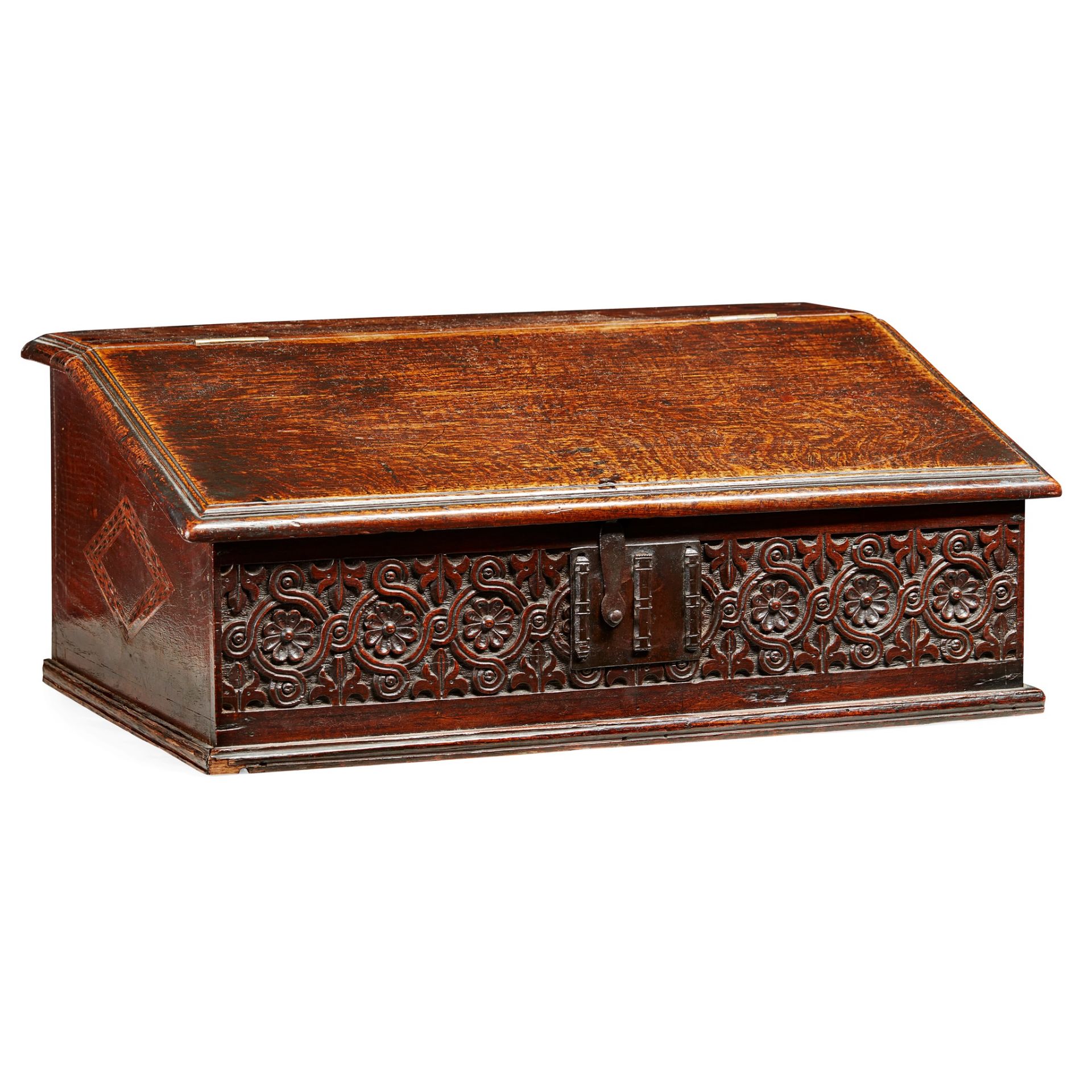 OAK AND INLAID BIBLE BOX LATE 17TH CENTURY