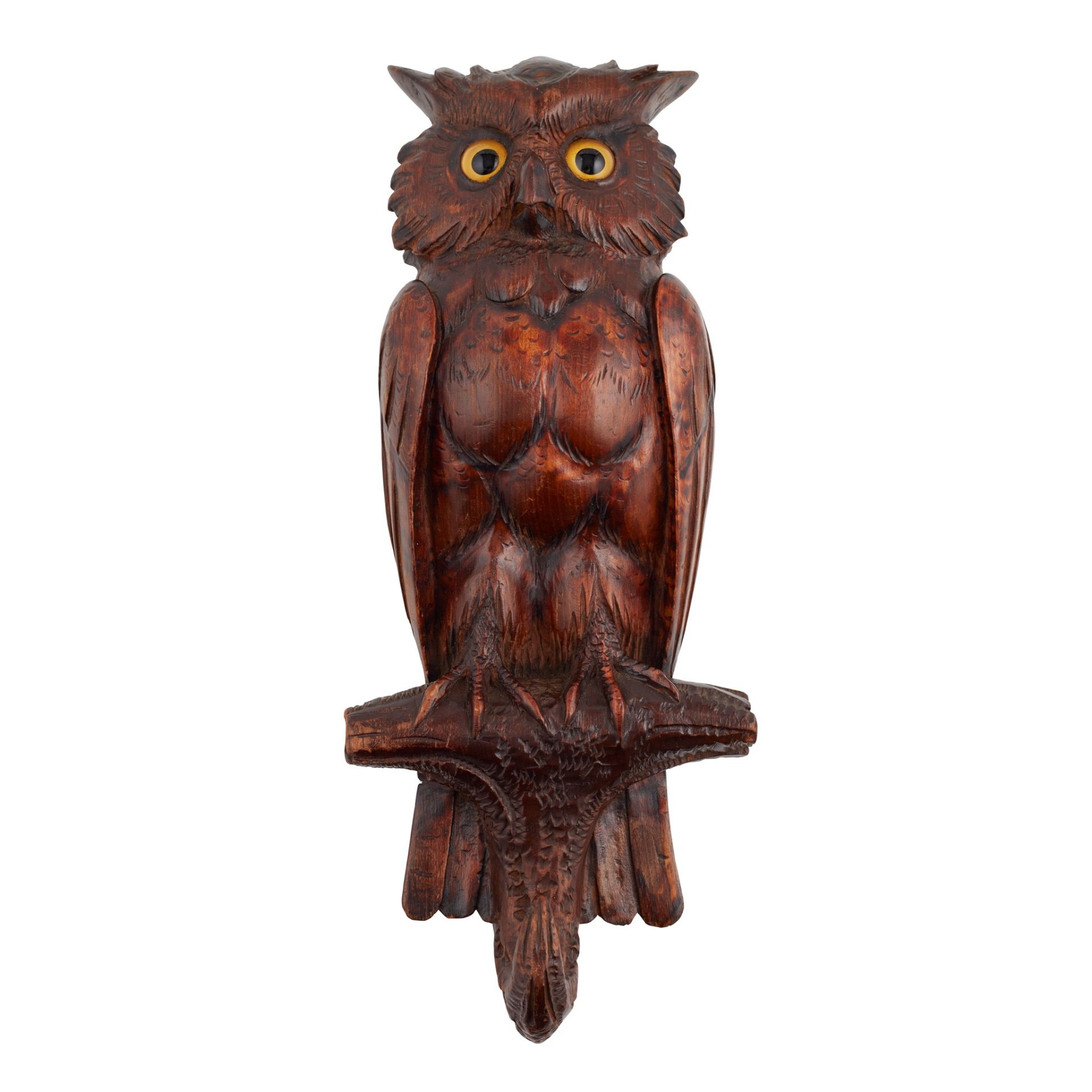 BLACK FOREST CARVED OWL WALL MOUNT LATE 19TH CENTURY