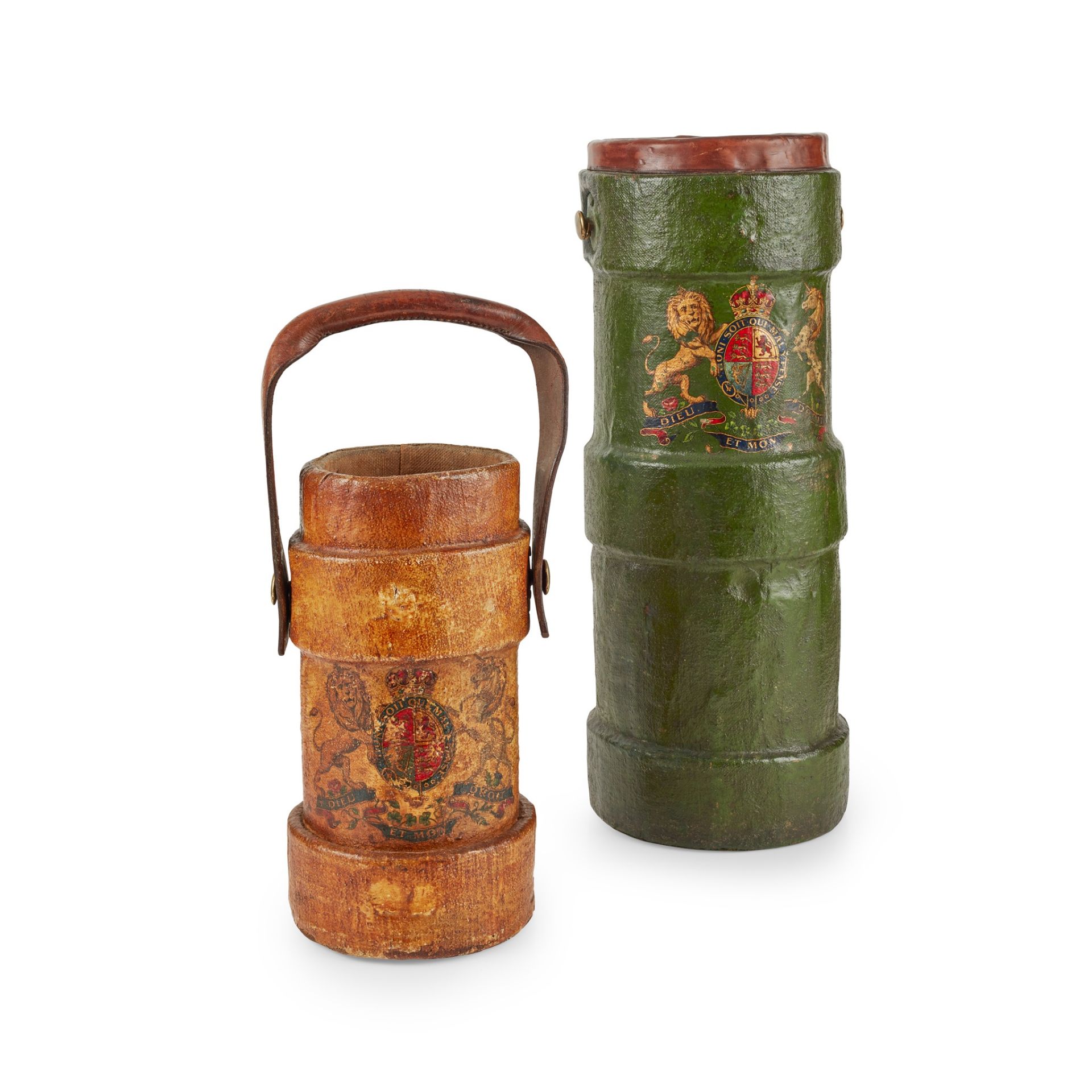 TWO SMALL DECORATED CORDITE CASES EARLY 20TH CENTURY