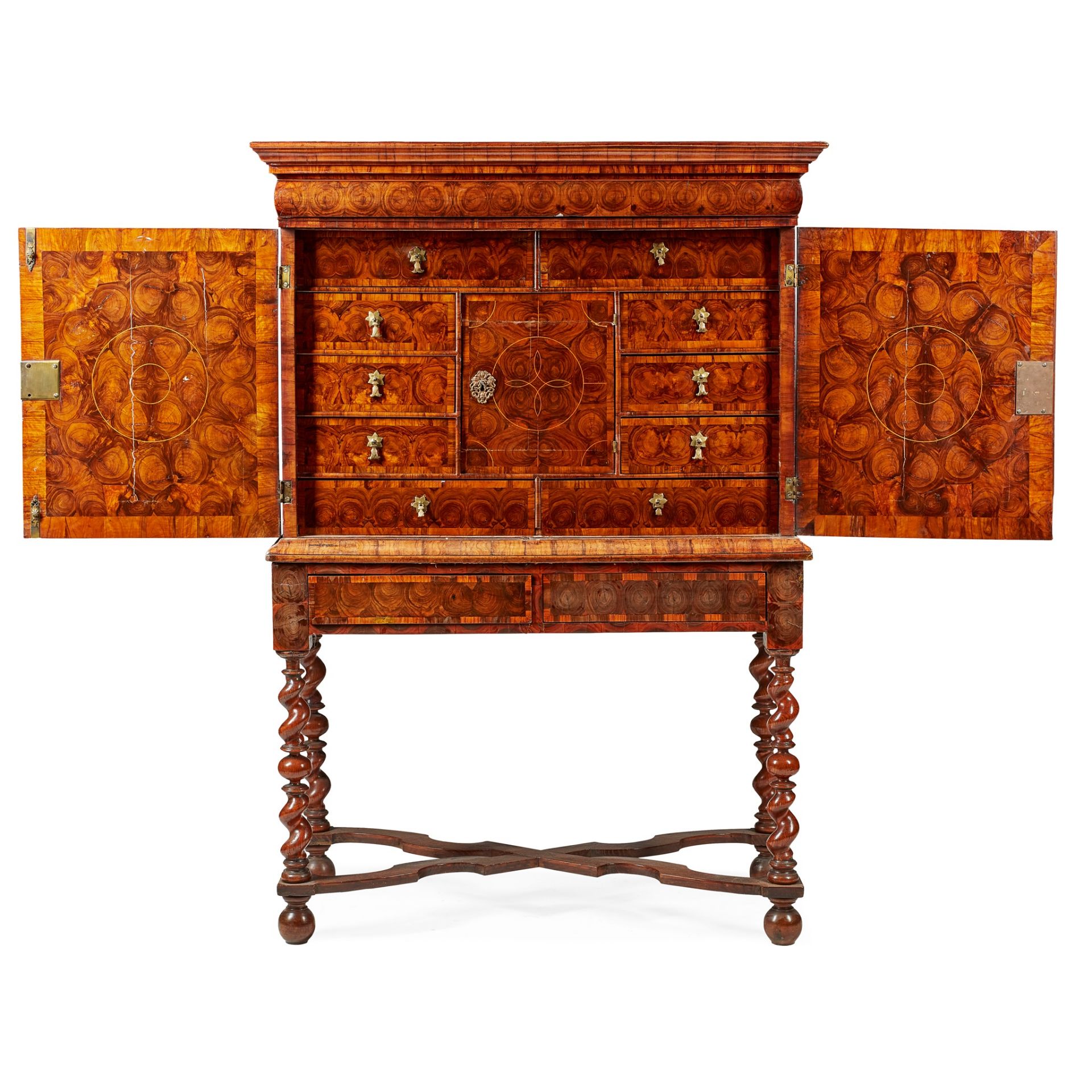 WILLIAM AND MARY WALNUT OYSTER VENEERED CABINET-ON-STAND LATE 17TH CENTURY - Image 2 of 3