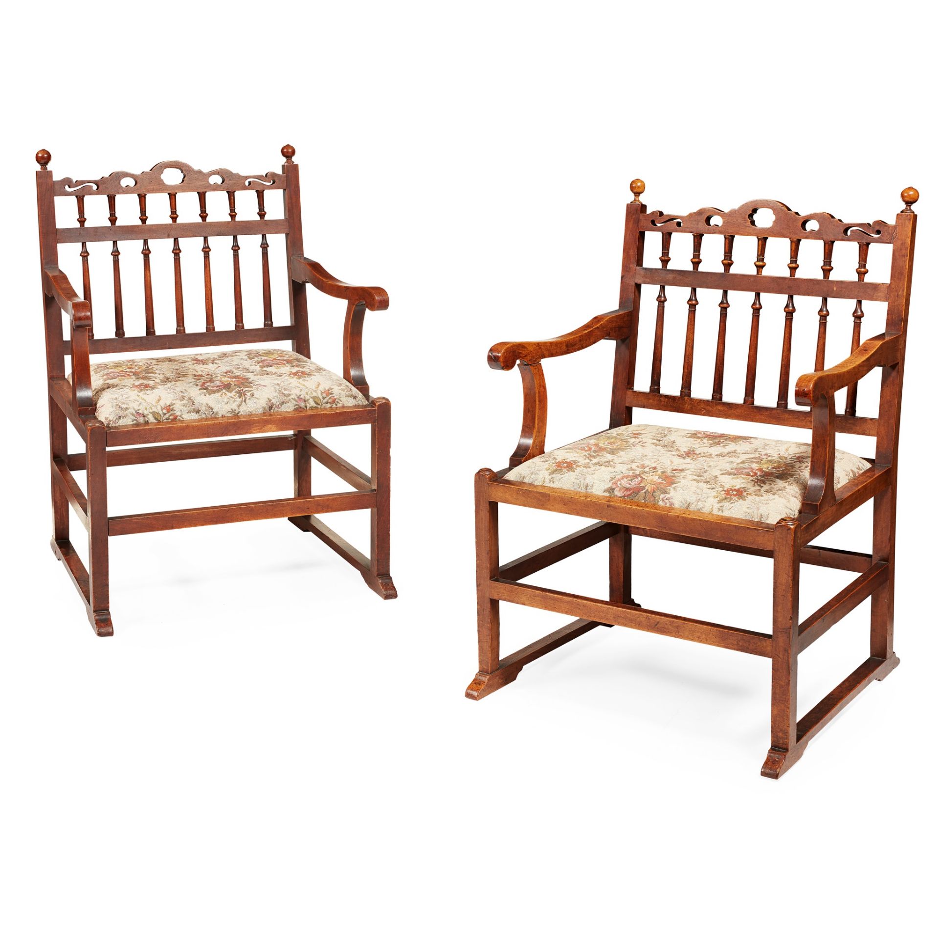 PAIR OF WALNUT NORTH COUNTRY 'DRUNKARDS' CHAIRS 18TH CENTURY