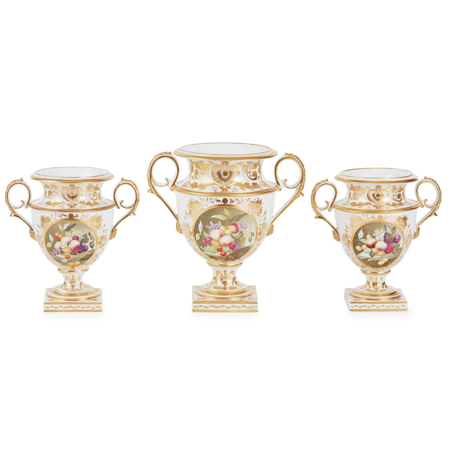 DERBY PORCELAIN THREE PIECE GARNITURE EARLY 19TH CENTURY - Image 2 of 2