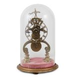 BRASS SKELETON CLOCK AND DOME 19TH CENTURY