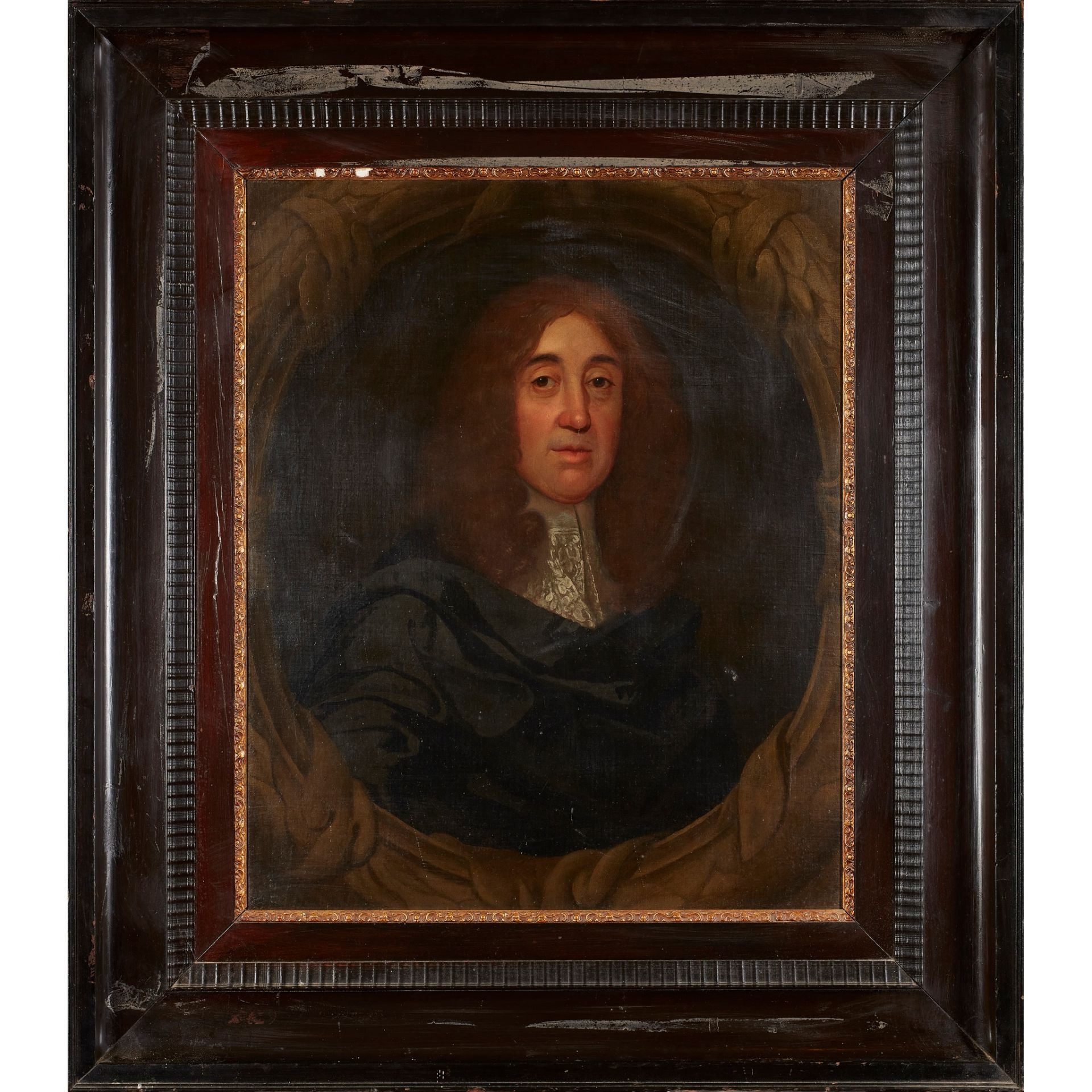 CIRCLE OF SIR JAMES THORNHILL (BRITISH 1675-1734) HALF LENGTH PORTRAIT OF A GENTLEMAN - Image 2 of 3