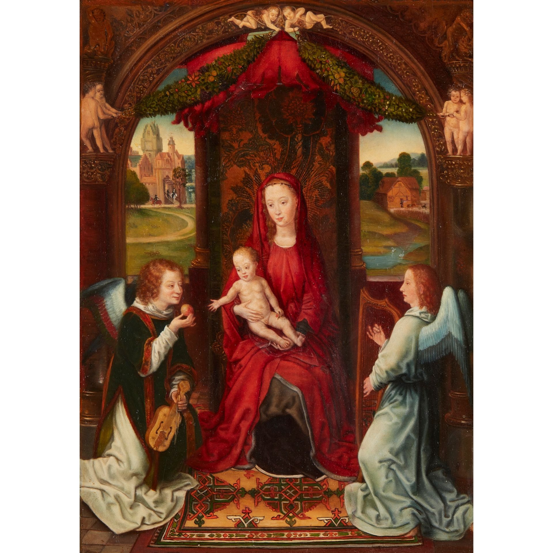 ICILIO FREDERICO JONI (ITALIAN 1866-1946) MADONNA AND CHILD ENTHRONED (AFTER HANS MEMLING)