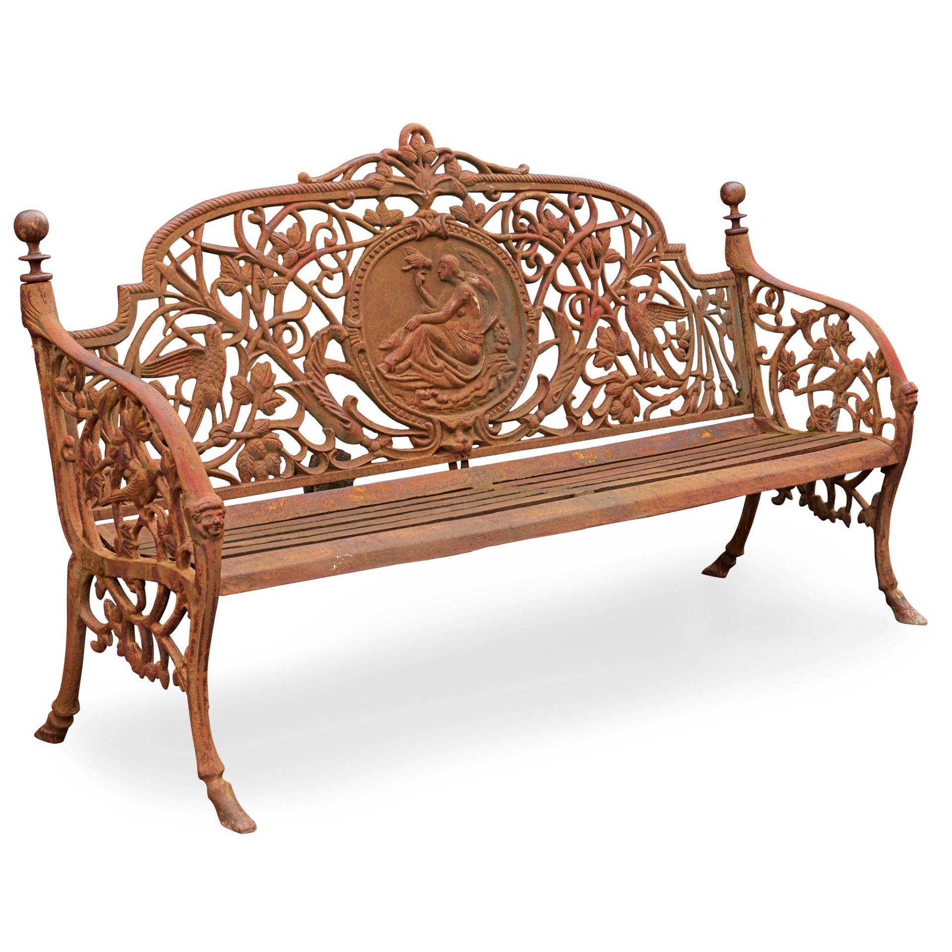 VICTORIAN CAST IRON 'MEDALLION' PATTERN GARDEN BENCH, PROBABLY COALBROOKDALE 19TH CENTURY