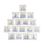 GROUP OF DELFT BLUE AND WHITE TILES 17TH/ 18TH CENTURY