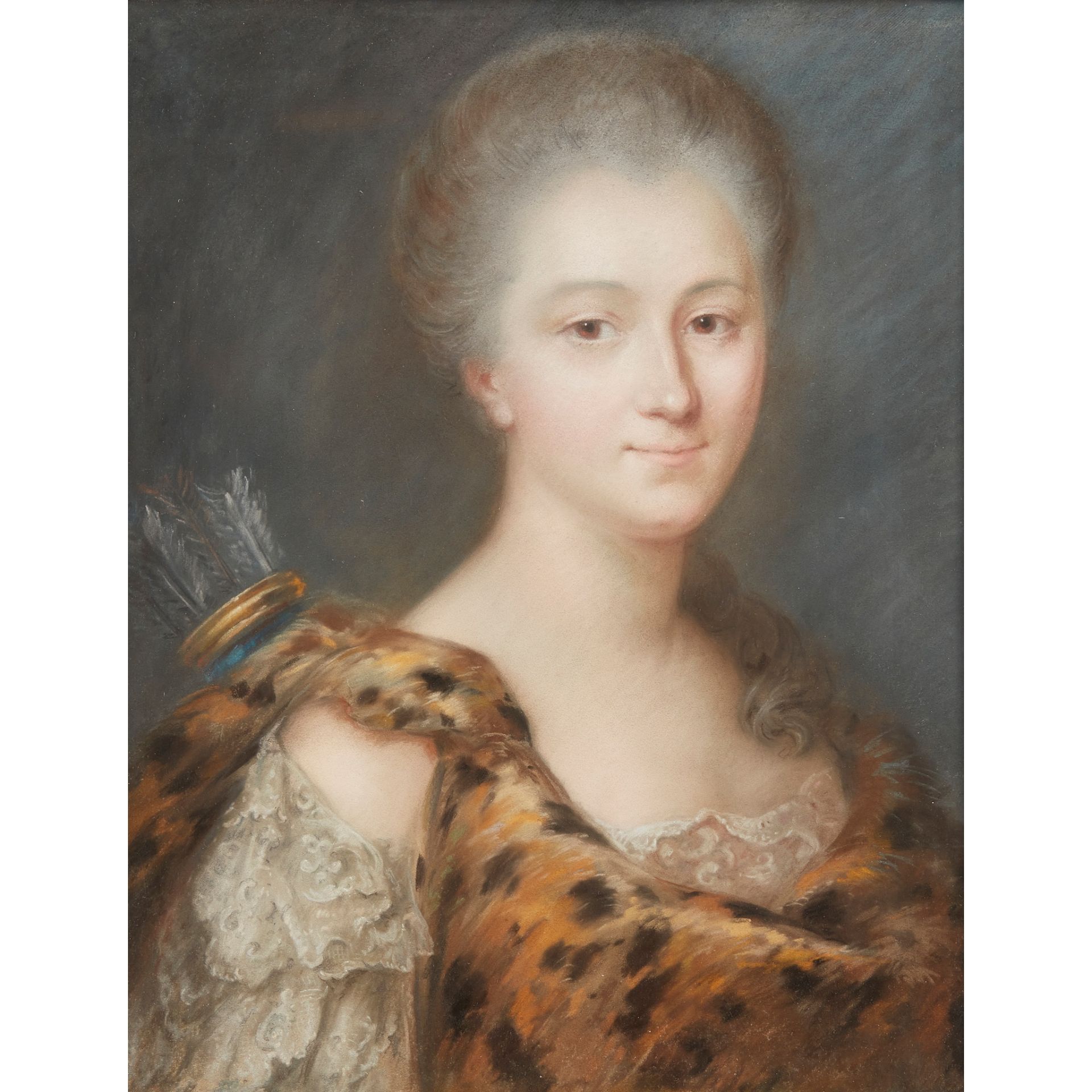 18TH CENTURY FRENCH SCHOOL PORTRAIT OF A LADY AS DIANA THE HUNTRESS - Bild 2 aus 3