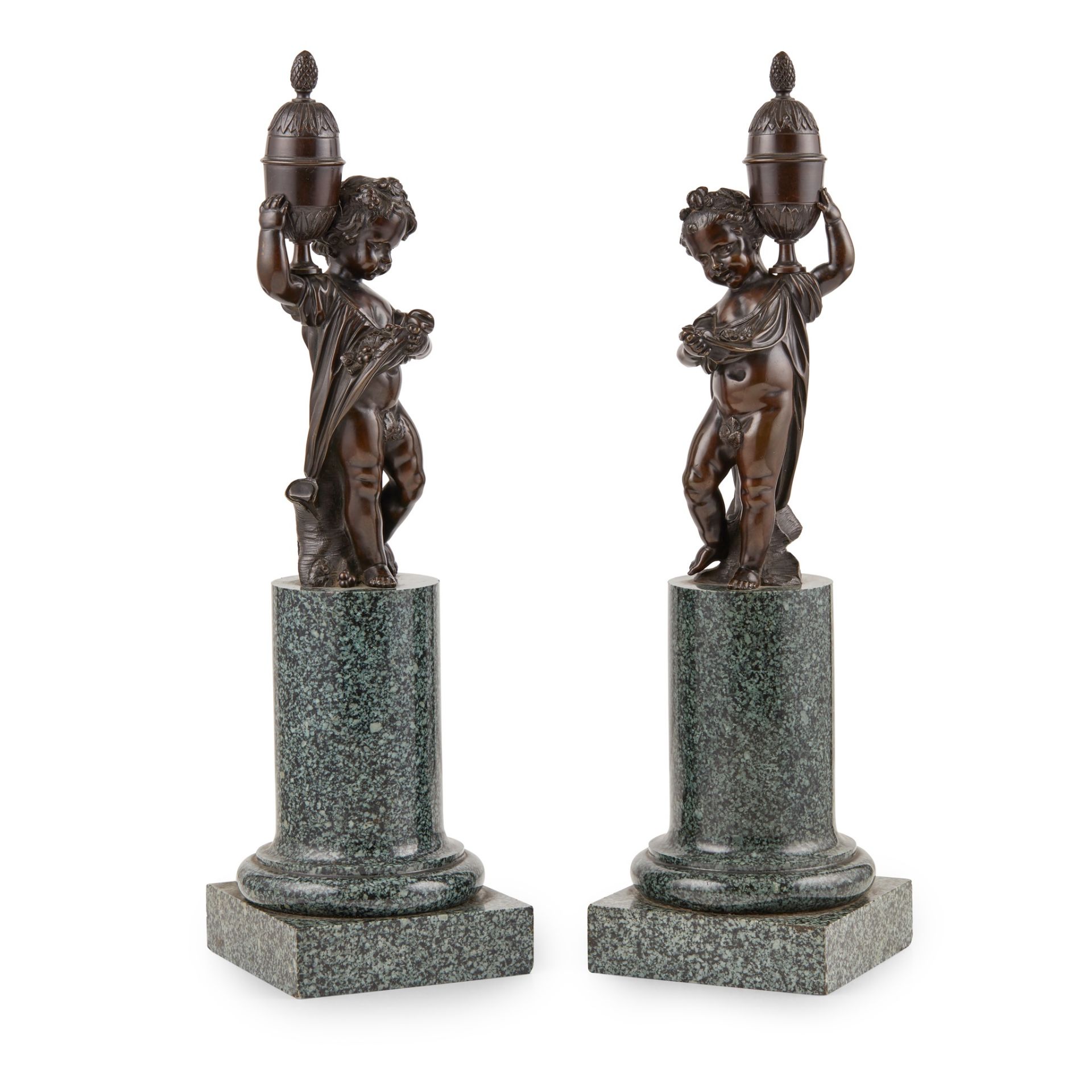 PAIR OF FRENCH BRONZE FIGURES OF PUTTI 19TH CENTURY