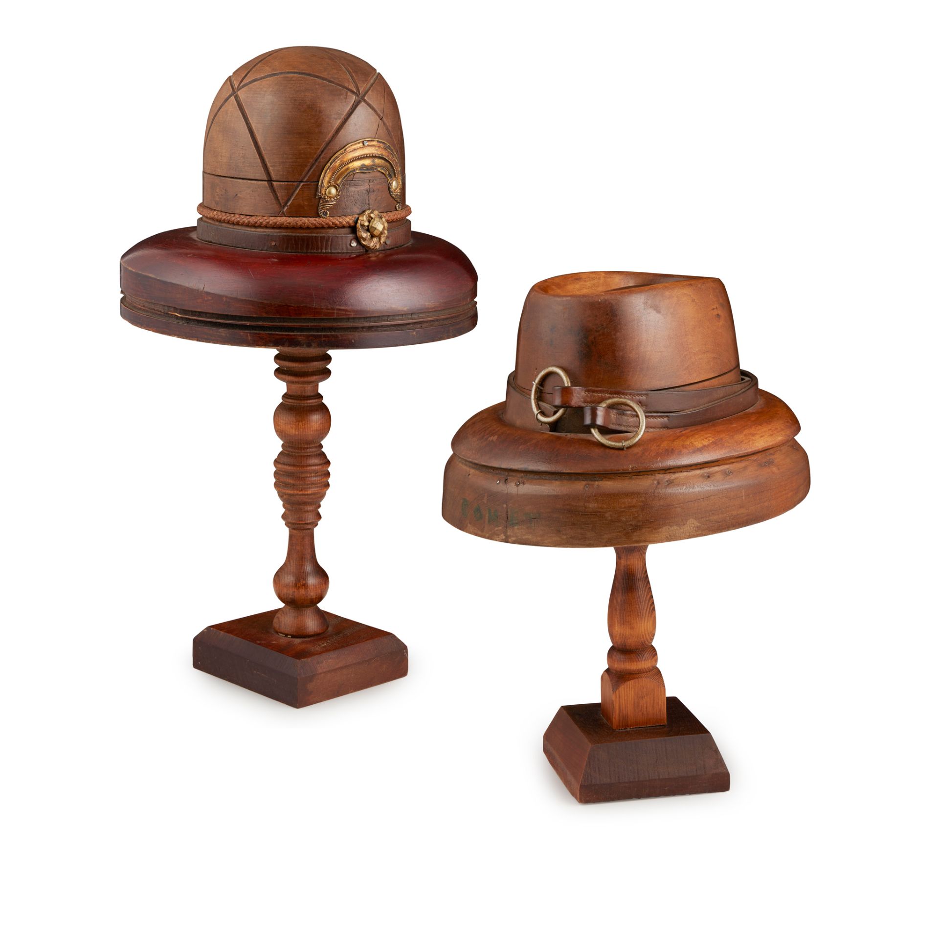 TWO FRENCH MILLINER'S HAT BLOCKS LATE 19TH/ EARLY 20TH CENTURY