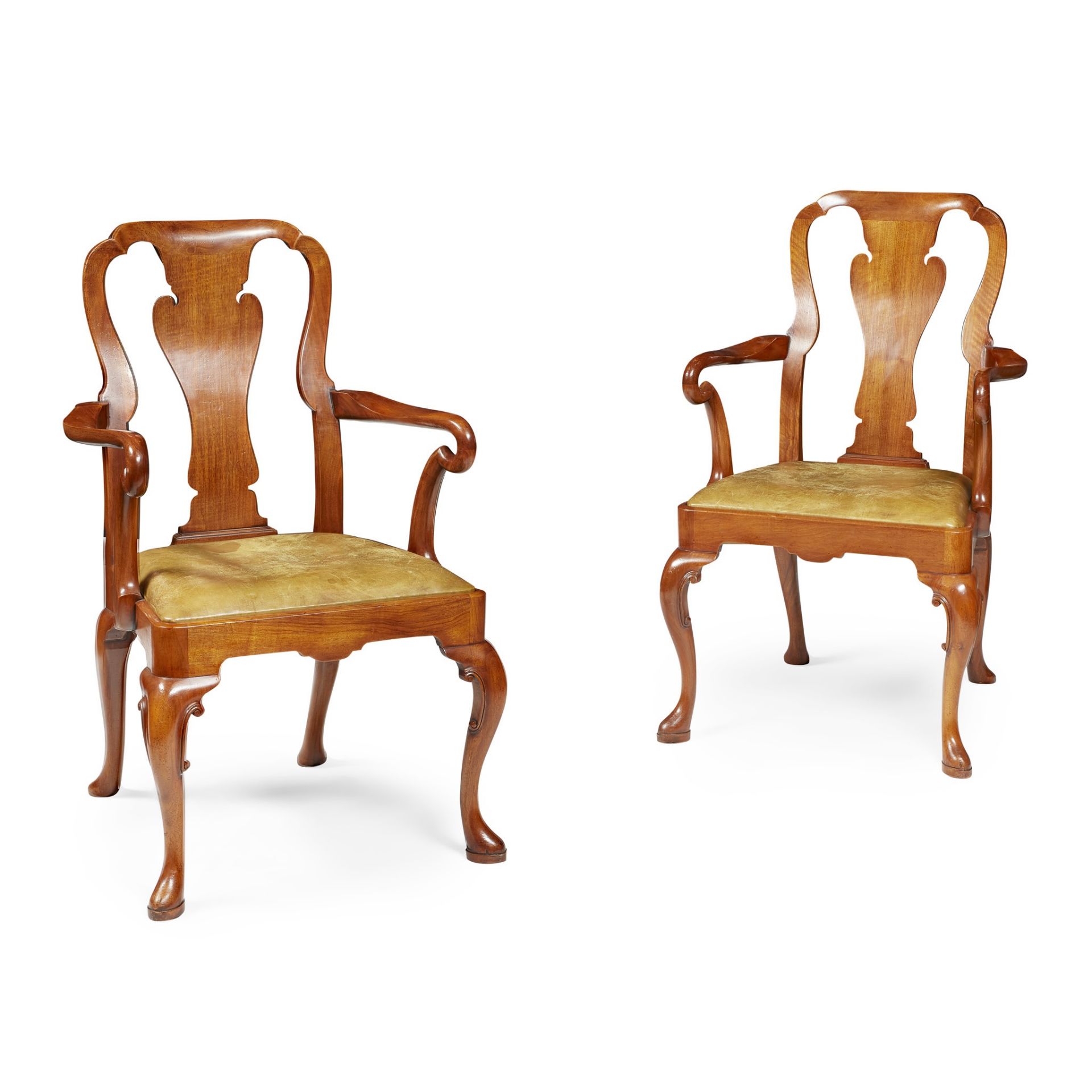 SET OF TWELVE QUEEN ANNE STYLE WALNUT DINING CHAIRS LATE 19TH CENTURY/ EARLY 20TH CENTURY