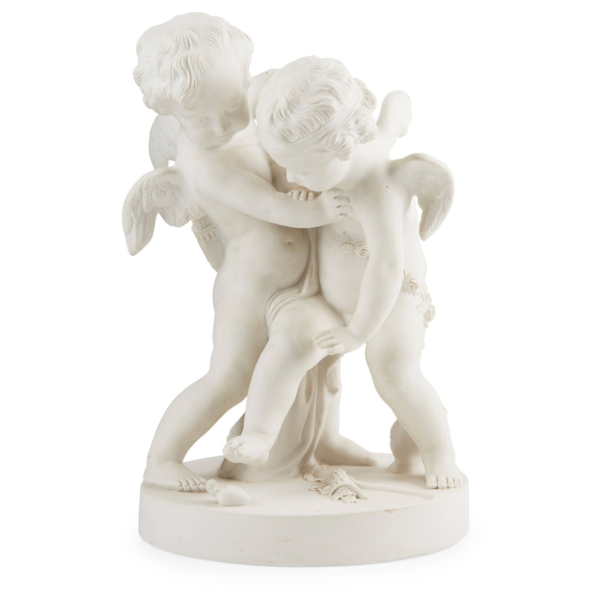 FRENCH BISQUE FIGURE GROUP, AFTER JEAN-BAPTISTE PIGALLE 19TH CENTURY