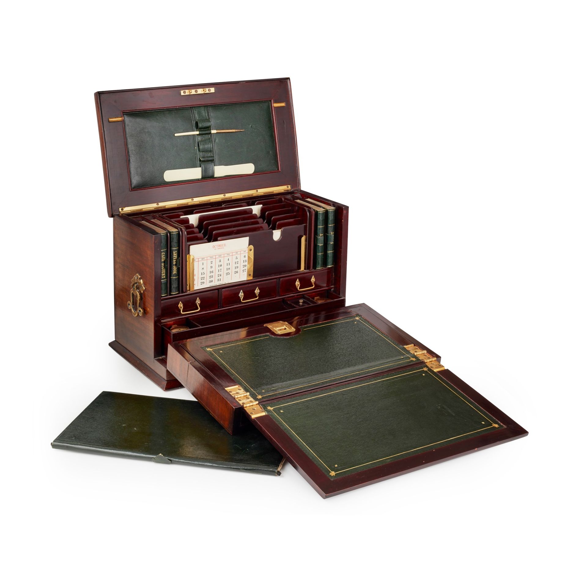 VICTORIAN MAHOGANY TRAVELLING DESK COMPENDIUM LATE 19TH CENTURY