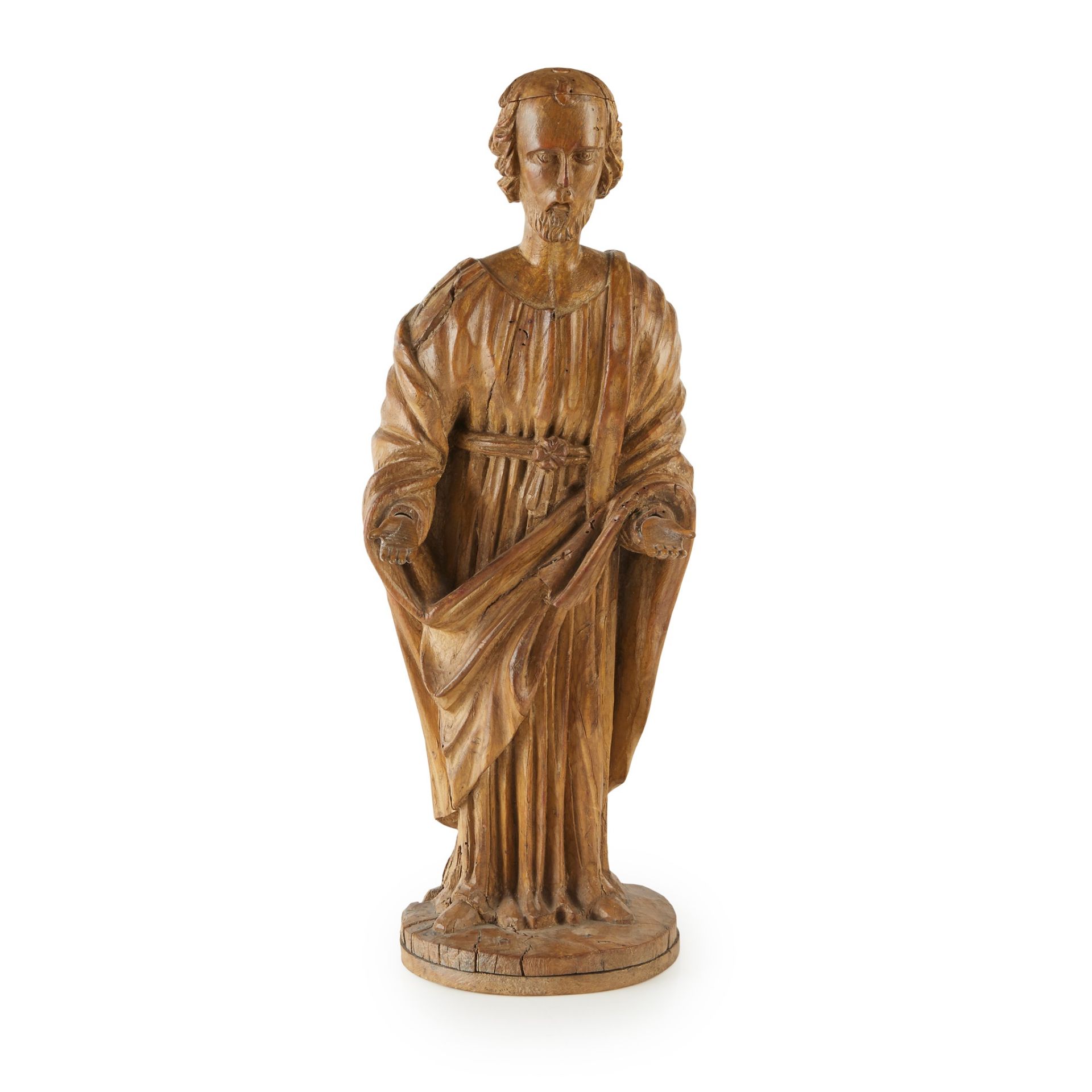 SPANISH CARVED FIGURE OF A SAINT CHRYSOLIUS LATE 16TH/ EARLY 17TH CENTURY