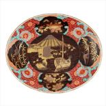 COLOURED ARITA OVAL DISH MEIJI PERIOD