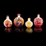 GROUP OF FOUR GLASS SNUFF BOTTLES