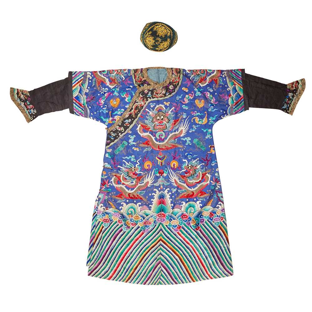 BLUE GROUND SILK EMBROIDERED COURT ROBE - Image 2 of 2