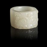 WHITE JADE THUMB RING QING DYNASTY, 19TH CENTURY