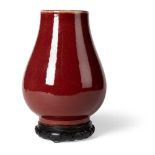 RED-GLAZED VASE KANGXI MARK