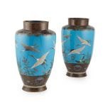 PAIR OF JAPANESE CLOISONNÉ ENAMEL VASES 20TH CENTURY