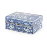 BLUE AND WHITE INK PASTE COVERED BOX QING DYNASTY, 19TH CENTURY