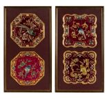 FOUR FRAMED EMBROIDERY PANELS REPUBLIC PERIOD