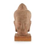 KHMER STYLE SANDSTONE HEAD OF BUDDHA