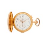 An 18ct gold stop watch and repeater pocket watch, unsigned