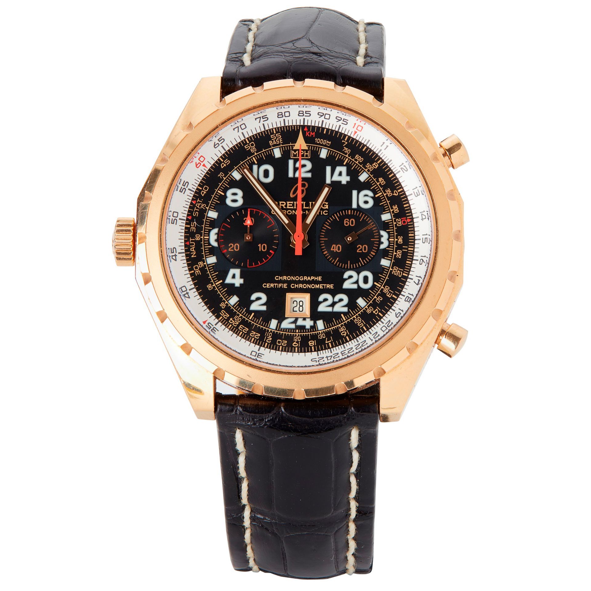 A gentleman's 18ct rose gold cased chronograph, Breitling